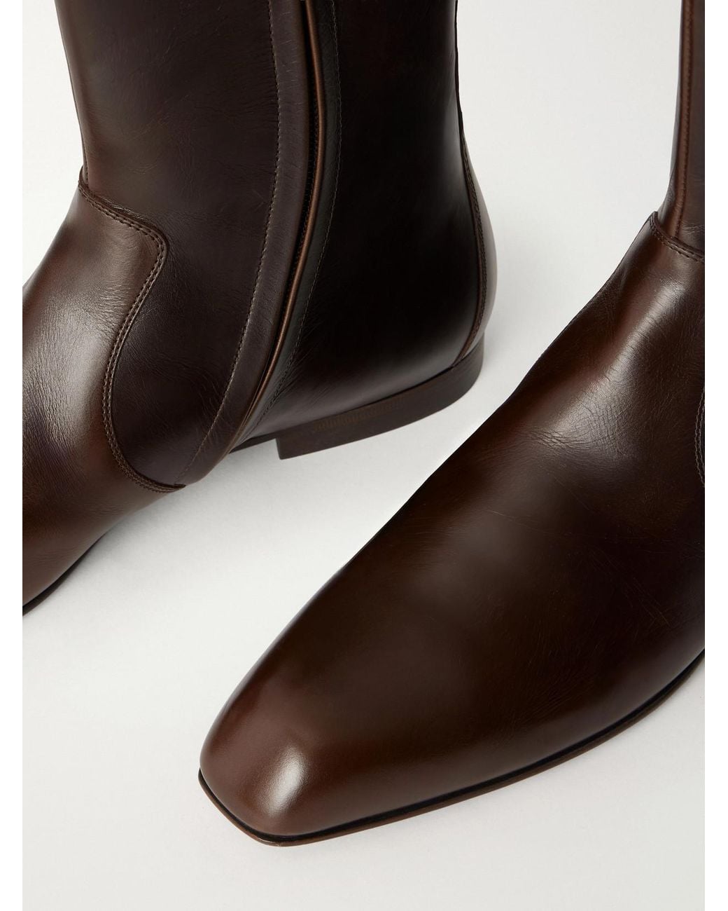 Khaite Brown Leather Ankle Boots