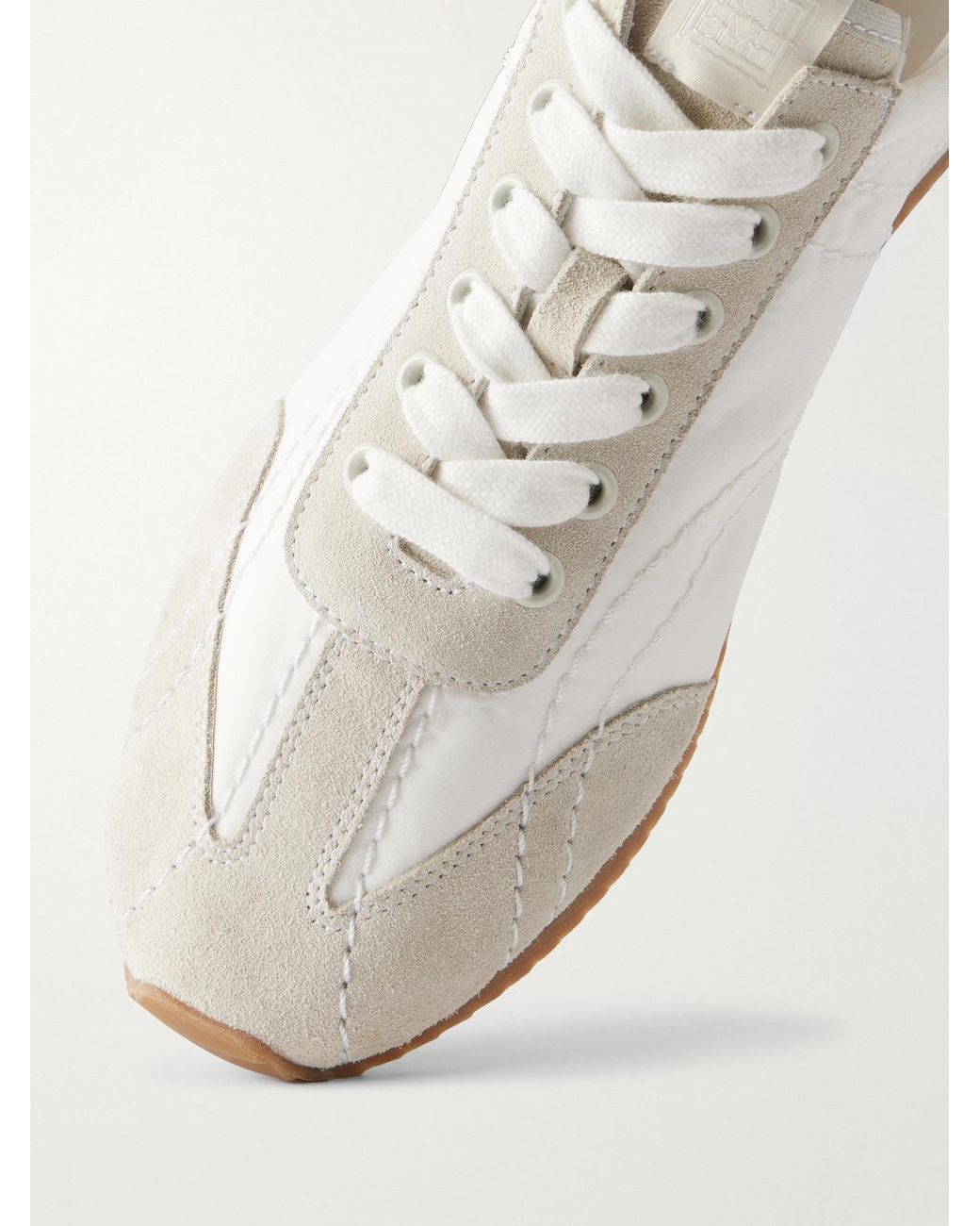 Totême White Flex Suede-Trimmed Shell Sneakers