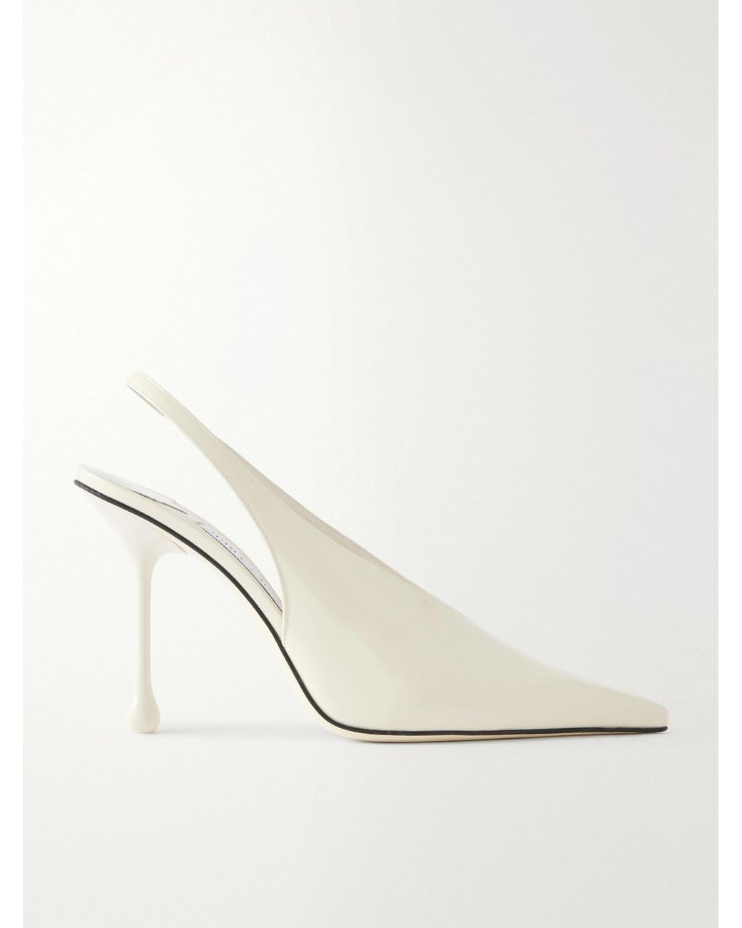 Jimmy Choo White Isa 95 Patent-Leather Pumps