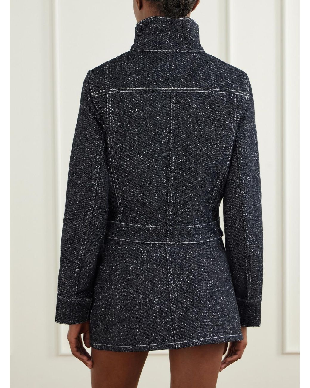 Courreges Blue Logo-Embellished Denim-Tweed Jacket