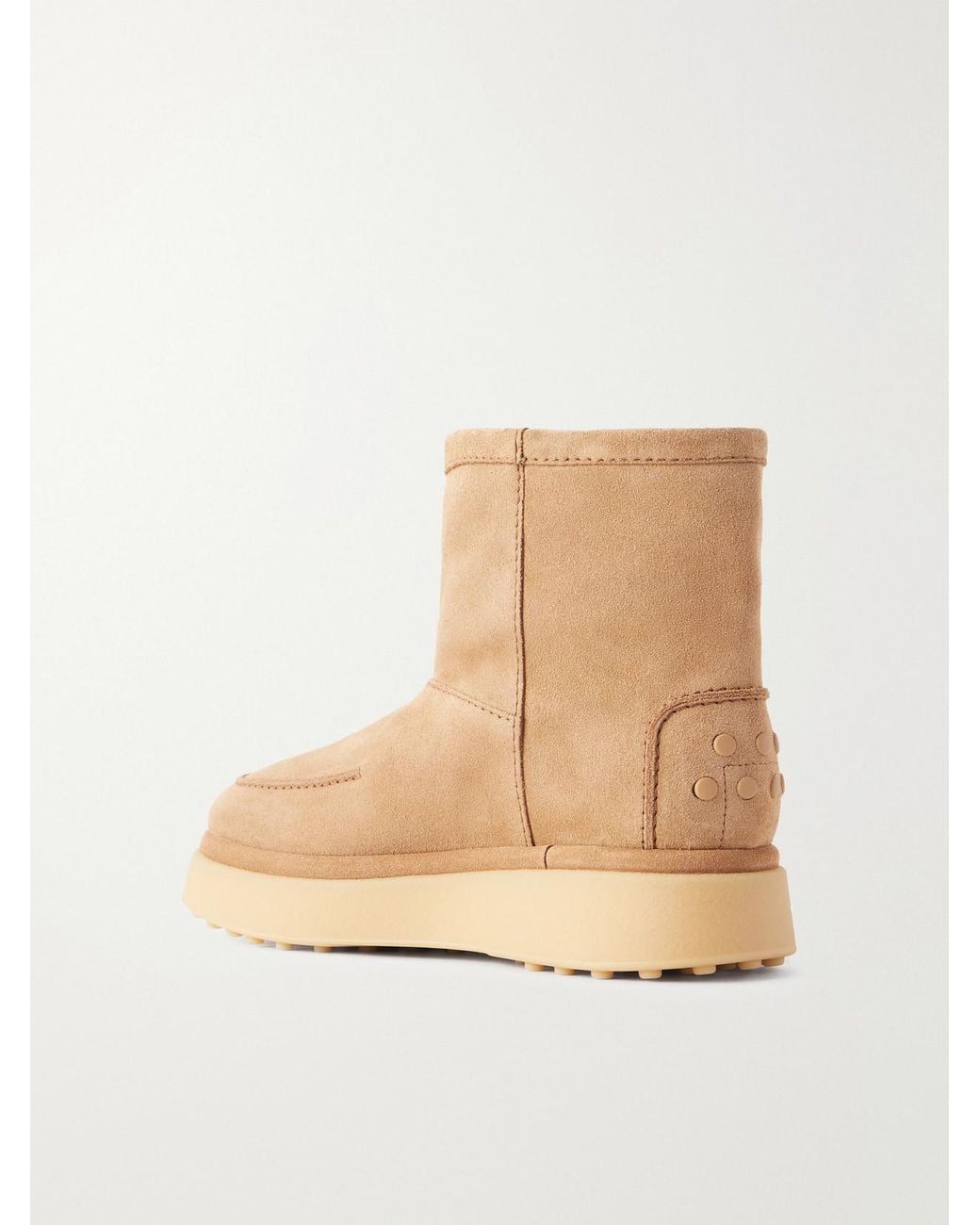 Tod's Natural Gomma 30 Shearling-Lined Suede Ankle Boots