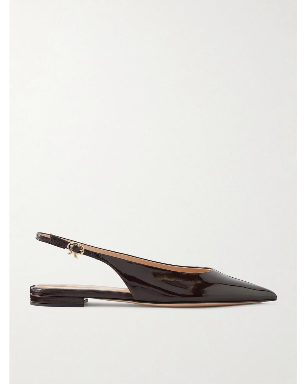 Gianvito Rossi Natural Robbie Polished-Leather Slingback Flats