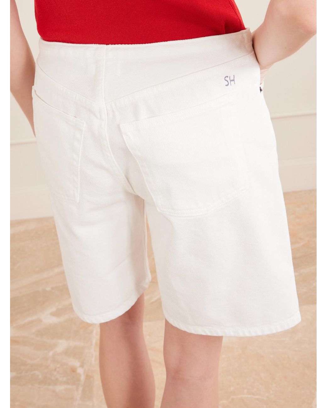 Still Here White Low-Rise Denim Shorts