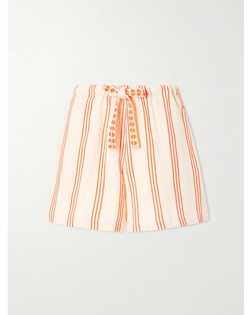 Lemlem Pink Safia Striped Cotton Shorts