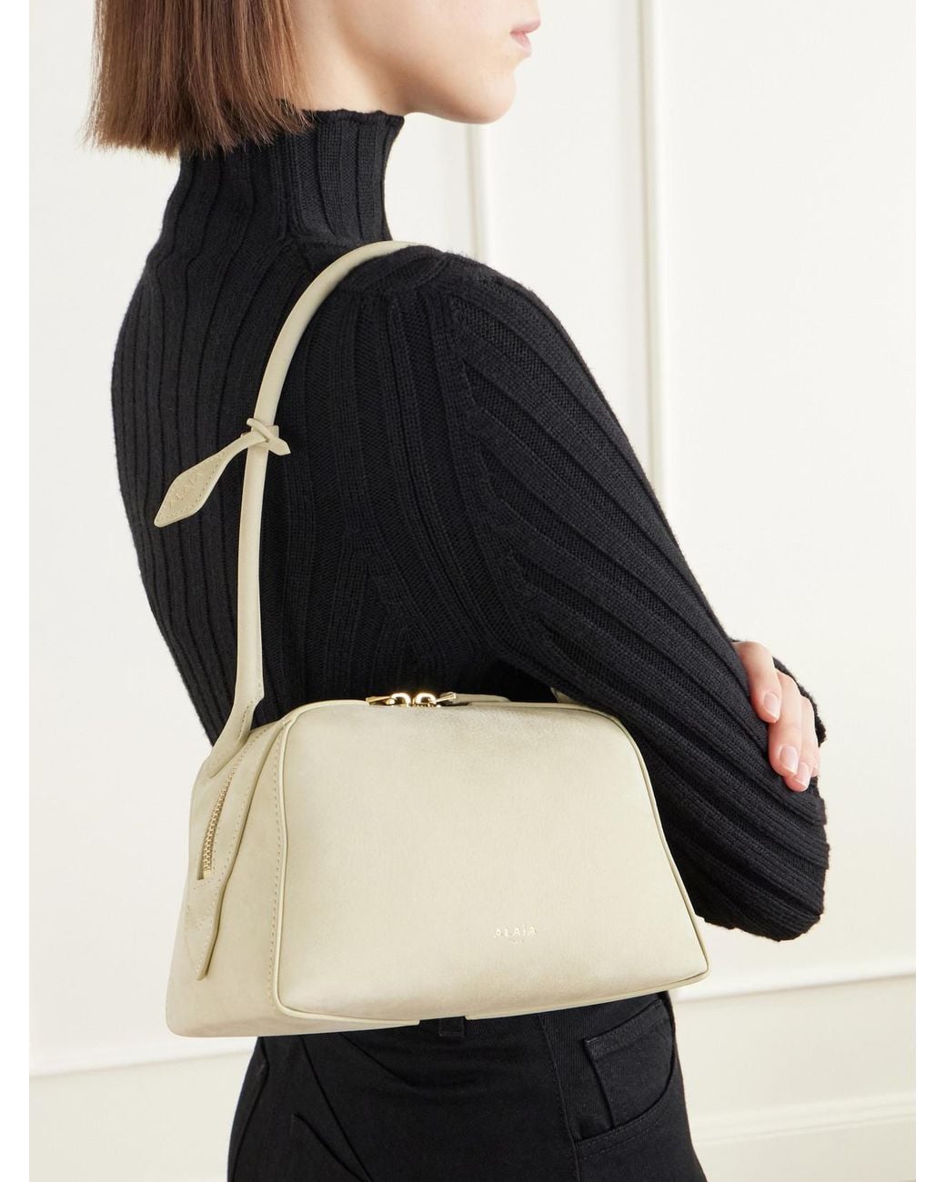 Alaïa Natural Le Bouledogue Mini Nubuck Shoulder Bag