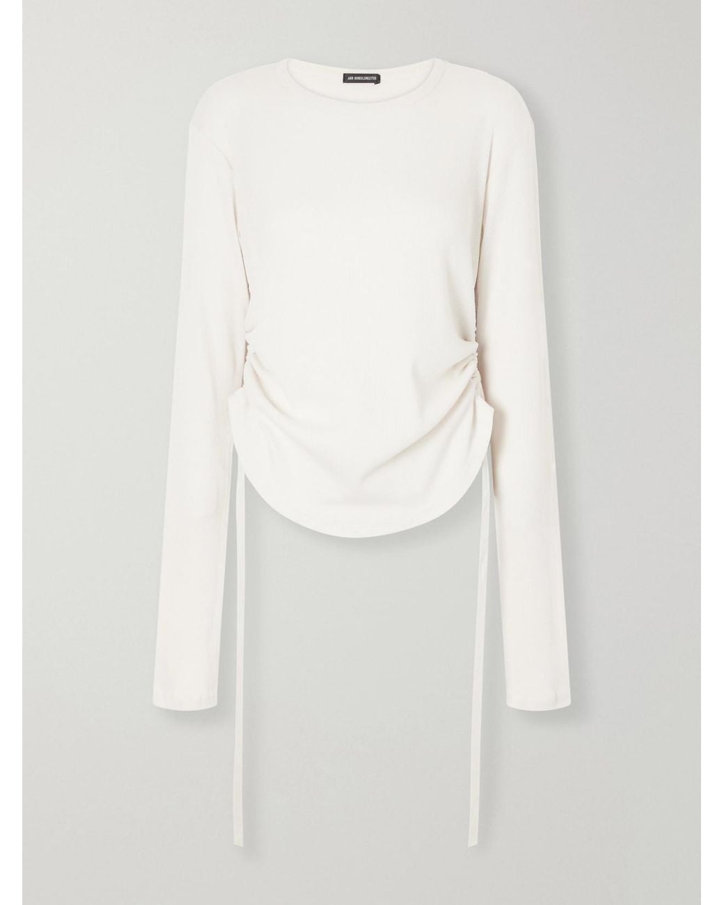 Ann Demeulemeester White Dot Gathered Ribbed Cotton T-Shirt
