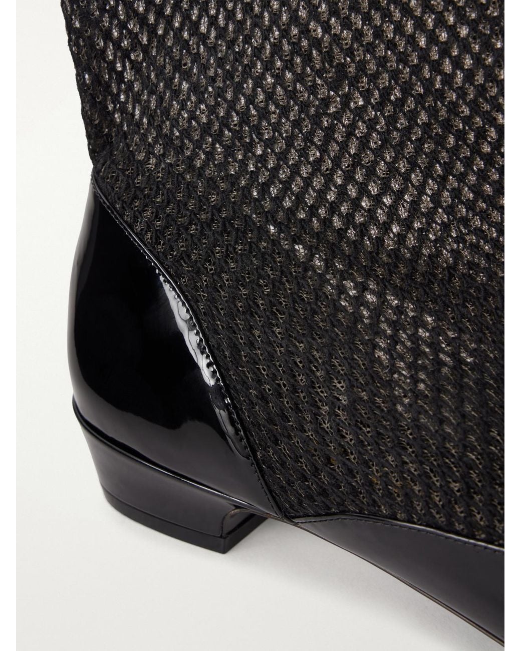 Herbert Levine Black All That Jazz 25 Mesh-Trimmed Patent Leather Boots