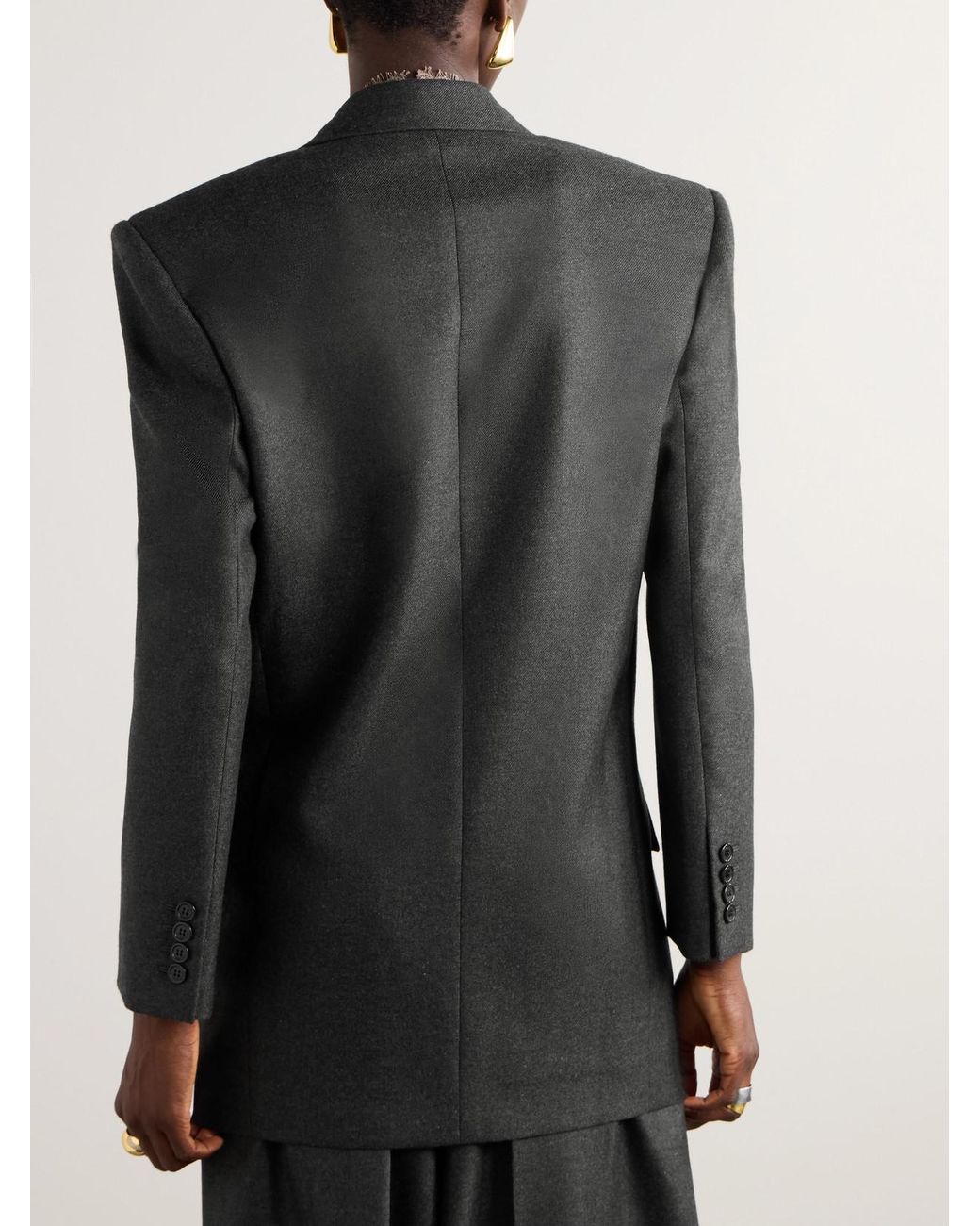 Saint Laurent Black Double-Breasted Cashmere-Twill Blazer