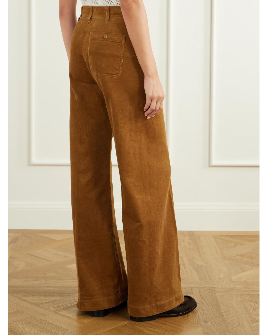 Polo Ralph Lauren Brown Cotton-Blend Corduroy Wide-Leg Pants