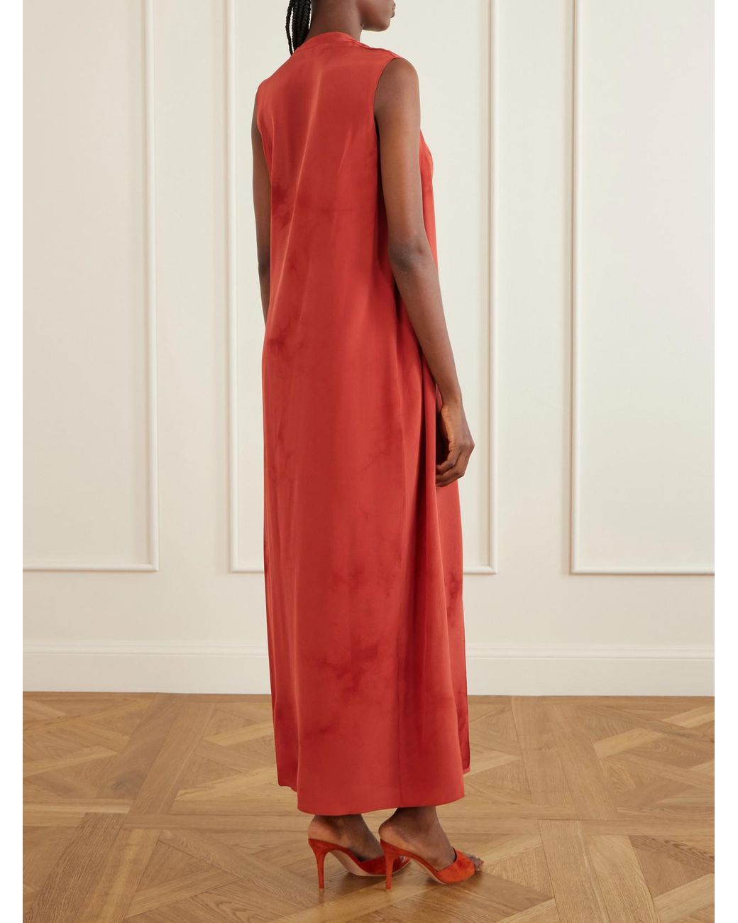 Cortana Red Estela One-Shoulder Silk-Chiffon Maxi Dress