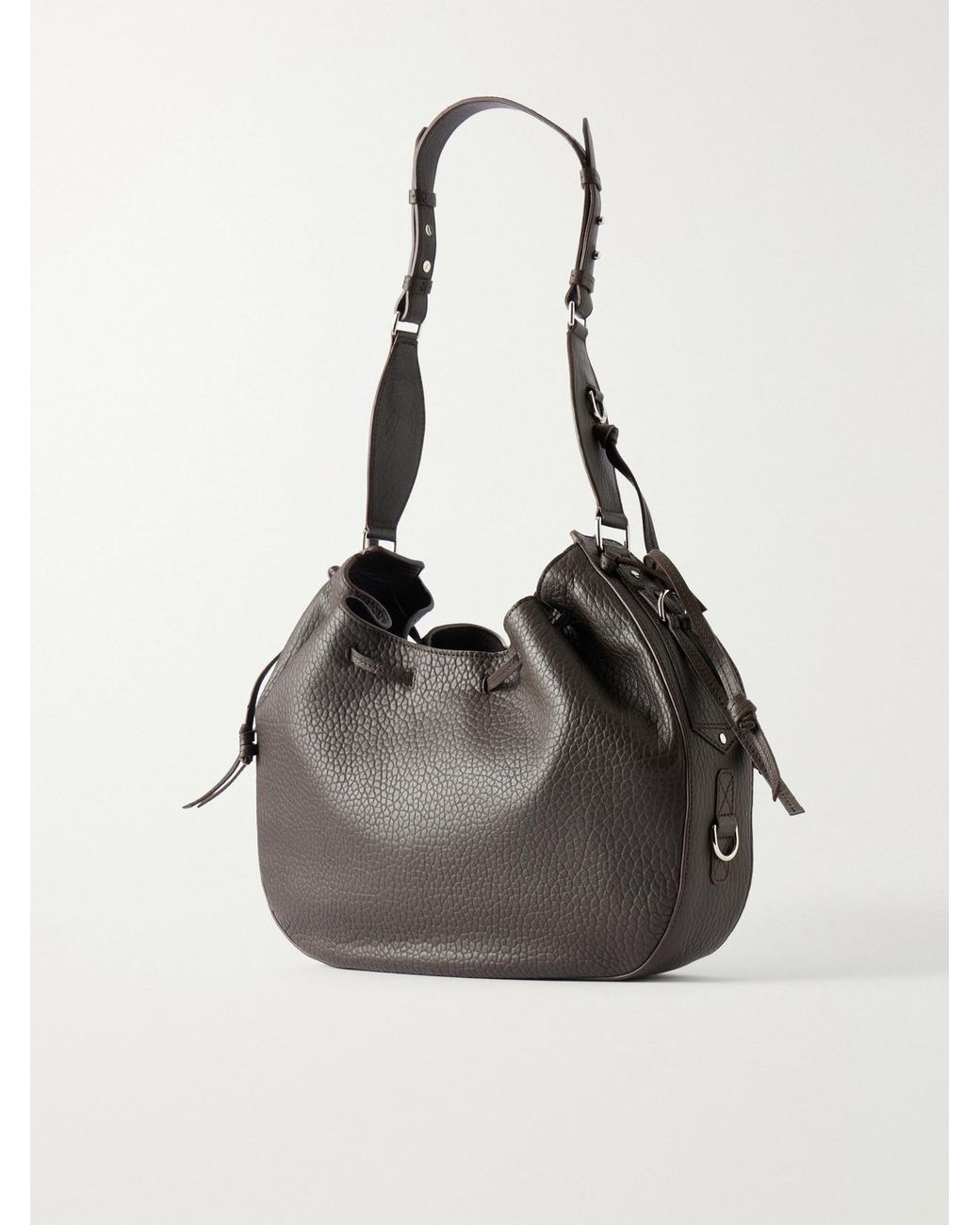 Isabel Marant Black Bolton Tasseled Textured-Leather Shoulder Bag