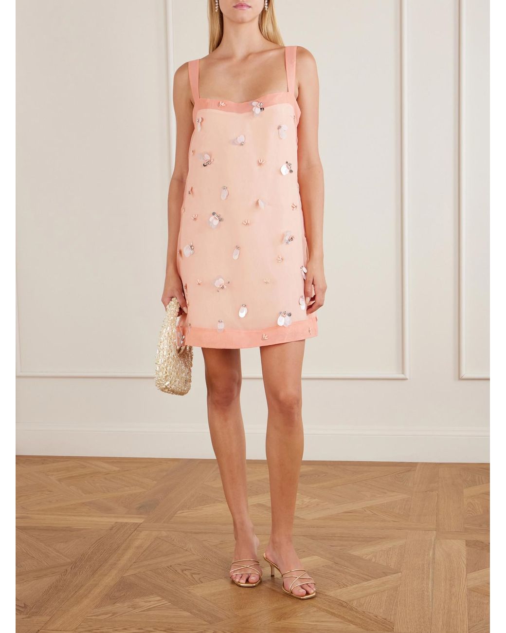 Jonathan Simkhai Pink Sumi Embellished Organza Mini Dress
