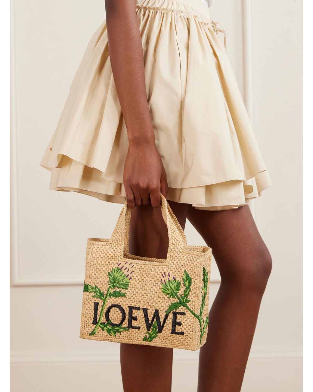 Loewe Natural Paula's Ibiza Small Embroidered Raffia Tote