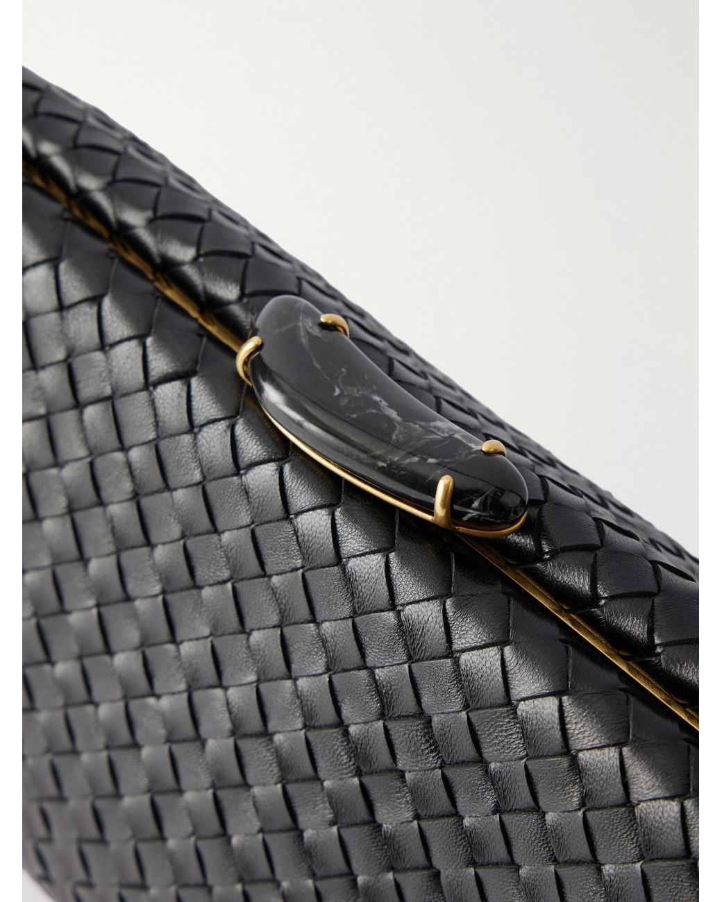 Bottega Veneta Black Intrecciato Leather Clutch