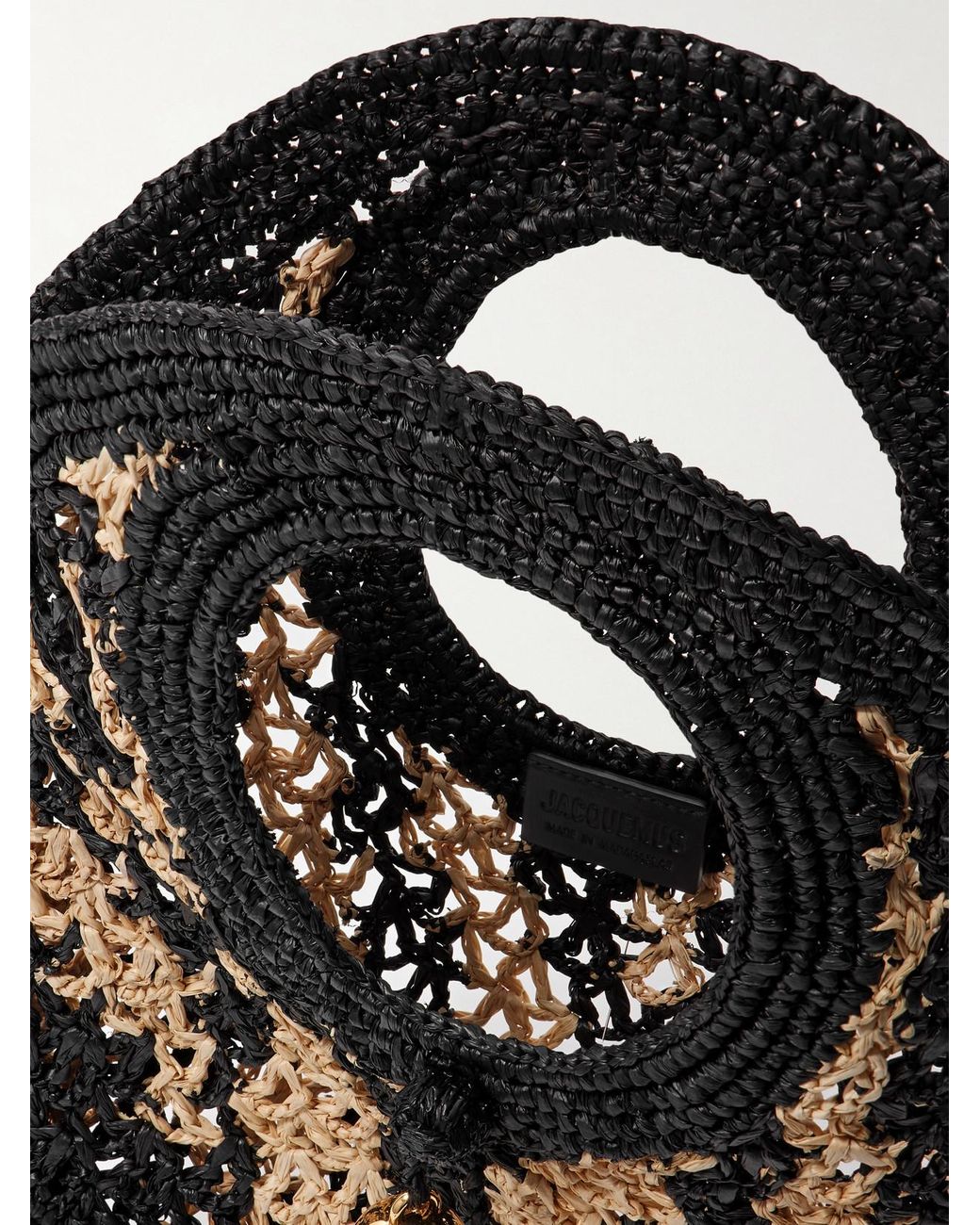 Jacquemus Spiaggia Small Woven Raffia Tote in Black | Lyst