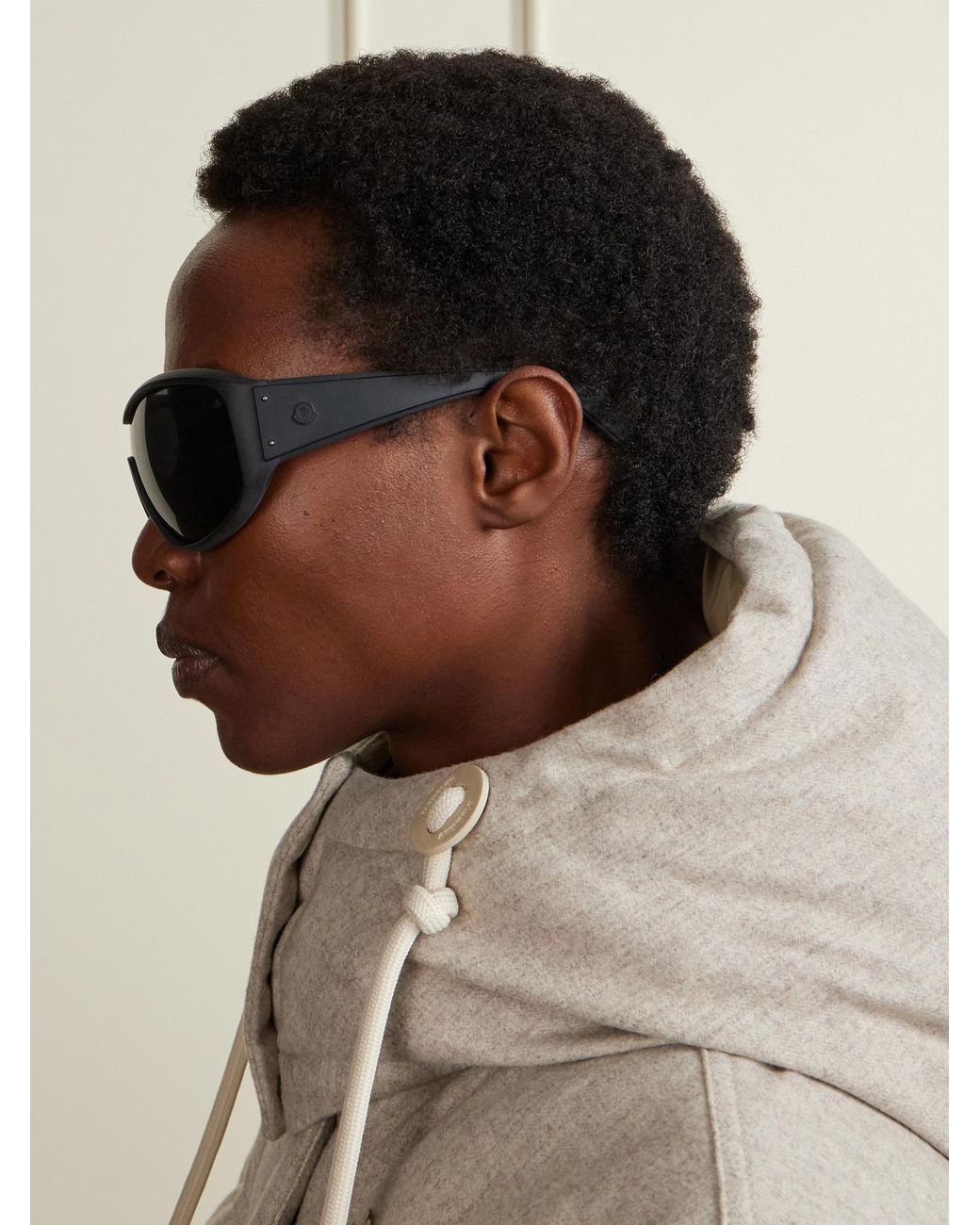 Moncler Black Thyra Oval-Frame Ski Sunglasses