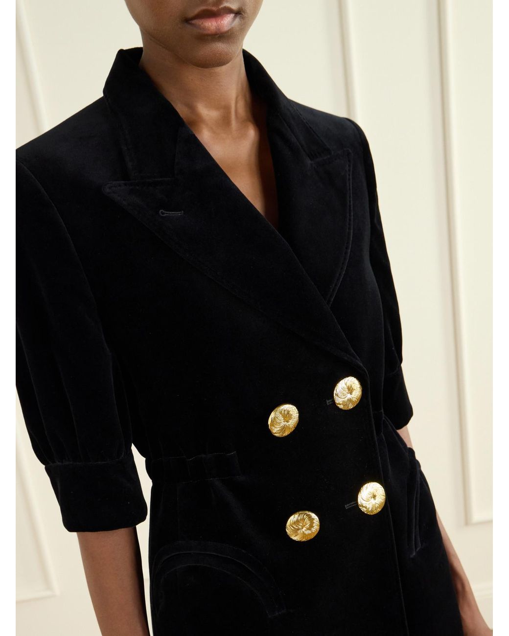 Blazé Milano Black Anyway Embellished Cotton-Velvet Mini Dress