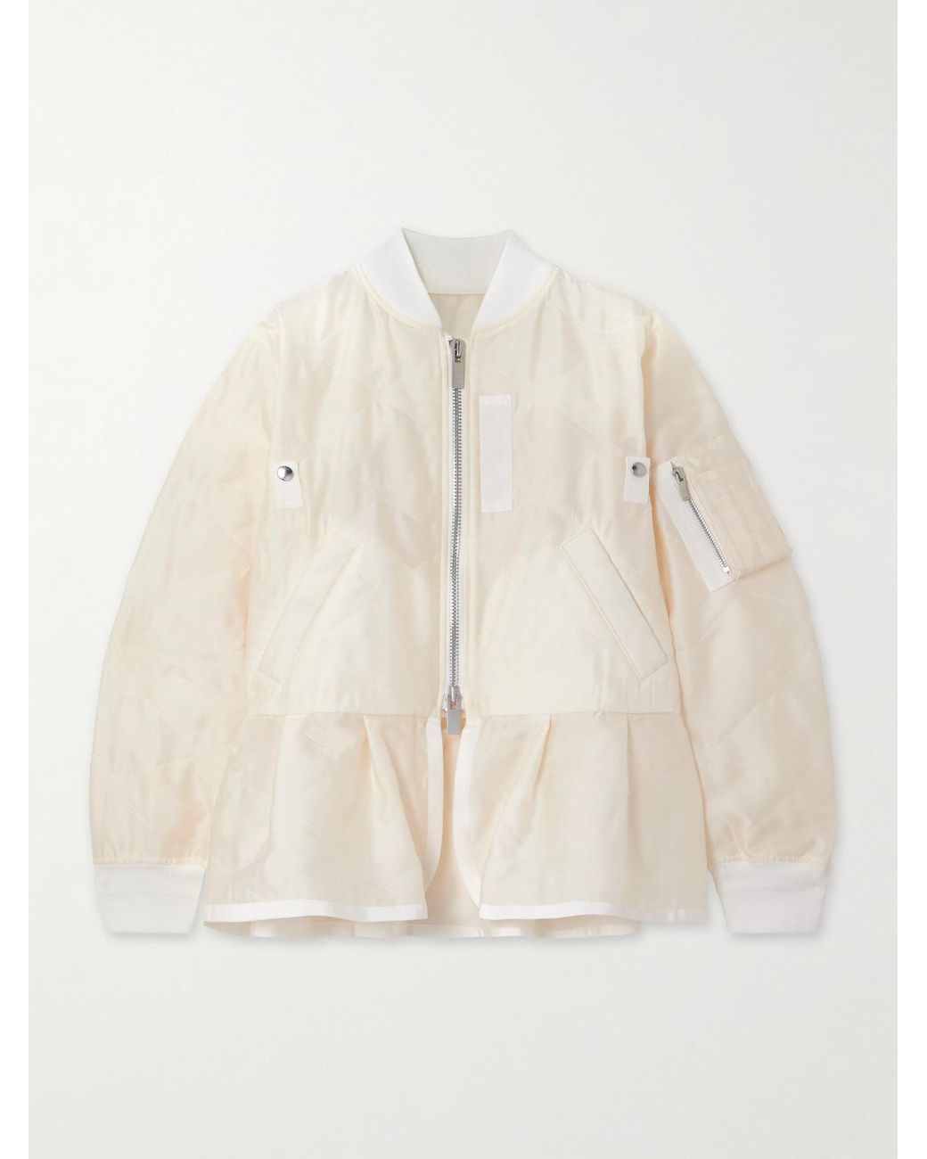 sacai Cropped Grosgrain-trimmed SatinTop sacai Cropped Grosgrain-trimmed SatinTop