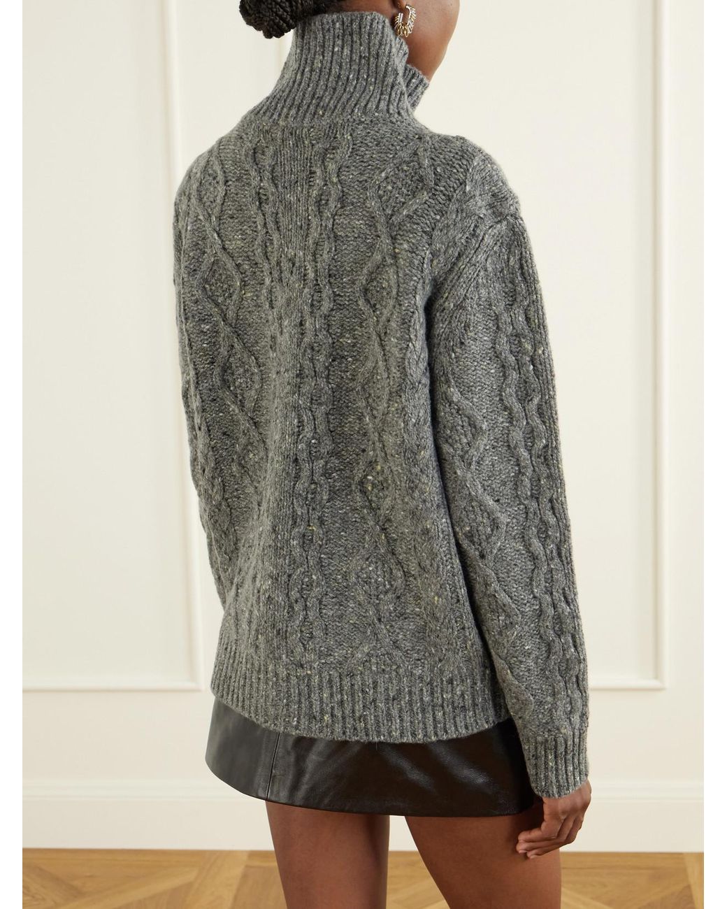 Blazé Milano Gray Elfe Joni Cable-Knit Wool-Blend Cardigan