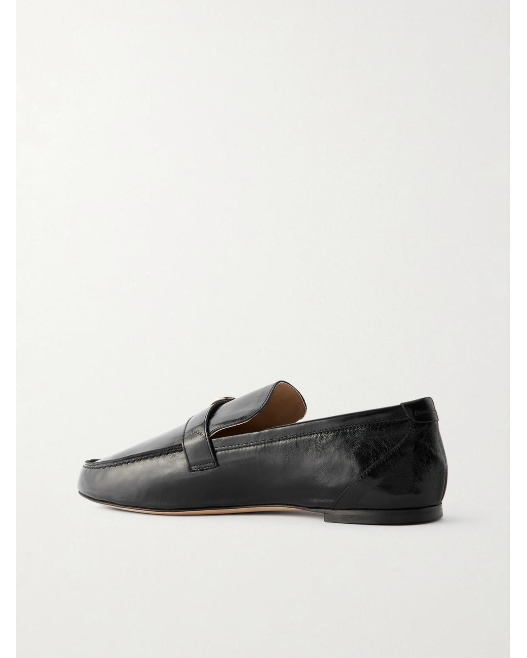 Jamie Haller Black Buckled Glossed-Leather Loafers