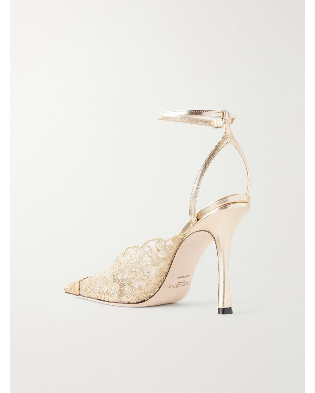 Jimmy Choo Natural Faiz 100 Leather-Trimmed Scalloped Lace Pumps