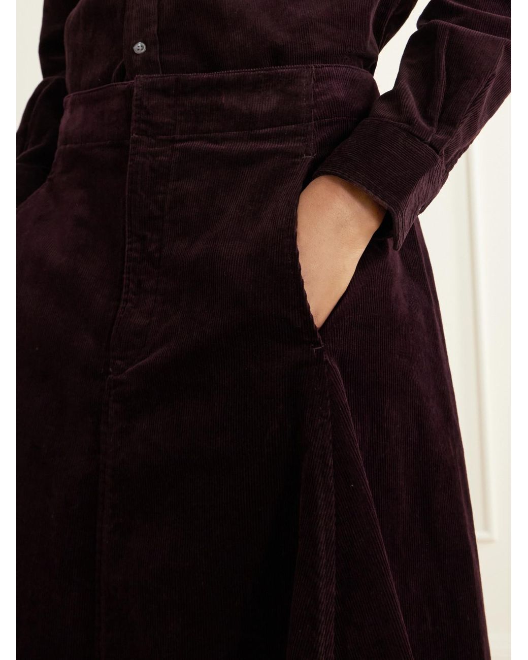 Polo Ralph Lauren Black Cotton-Corduroy Midi Skirt