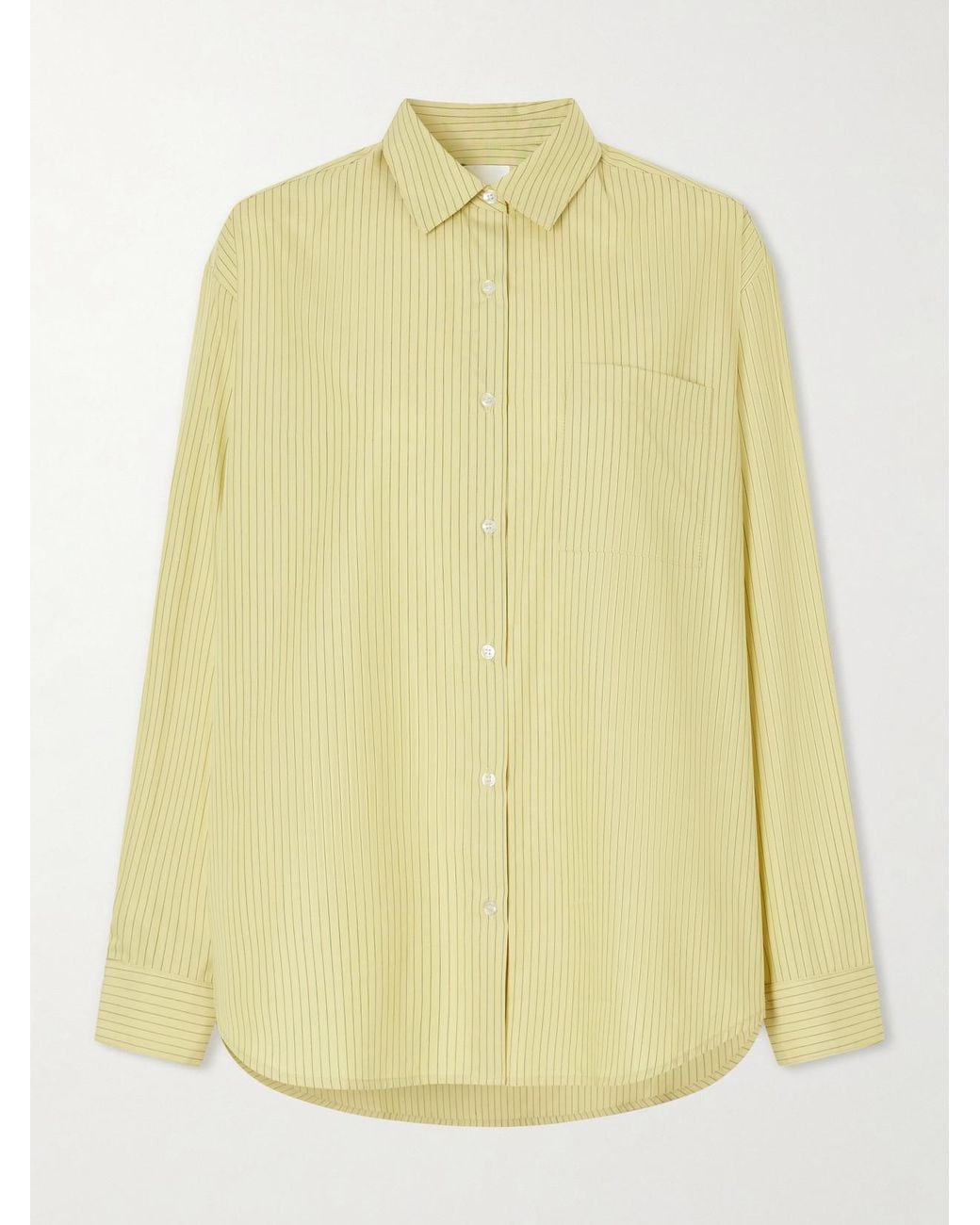 Leset Yellow Yoshi Striped Cotton And Lyocell-Blend Poplin Shirt