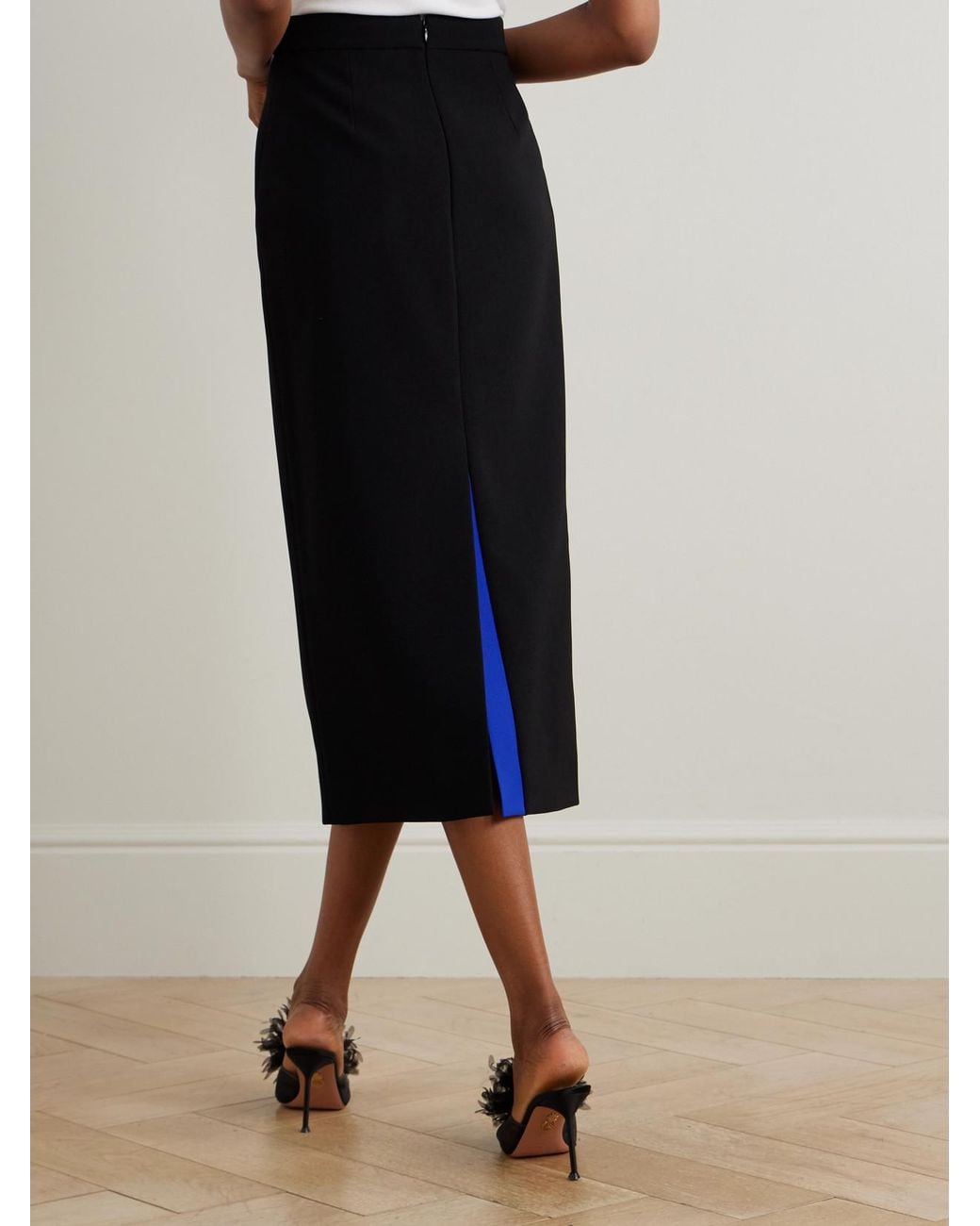 Roksanda Black Amel Two-Tone Crepe Midi Skirt