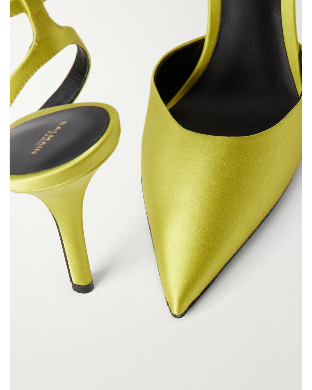 Balmain Metallic 100 Embellished Satin Pumps