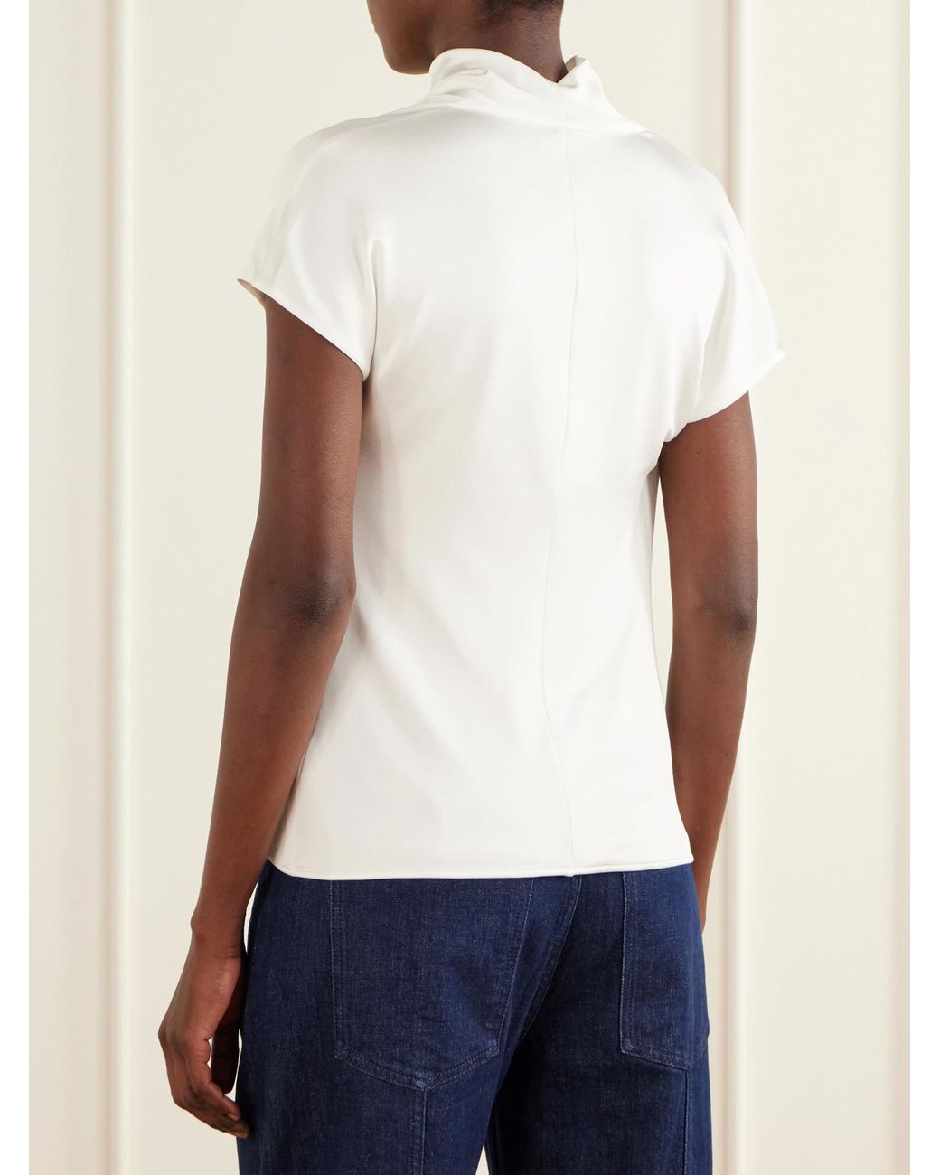 Another Tomorrow White Draped Jersey Top