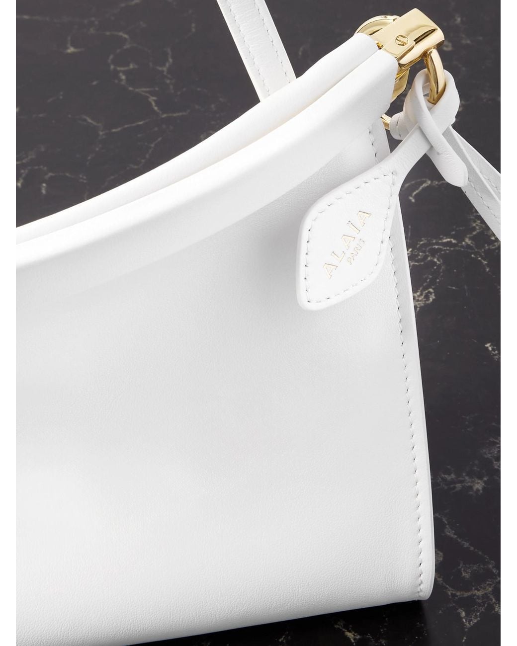 Alaïa White Click E/W Medium Leather Shoulder Bag