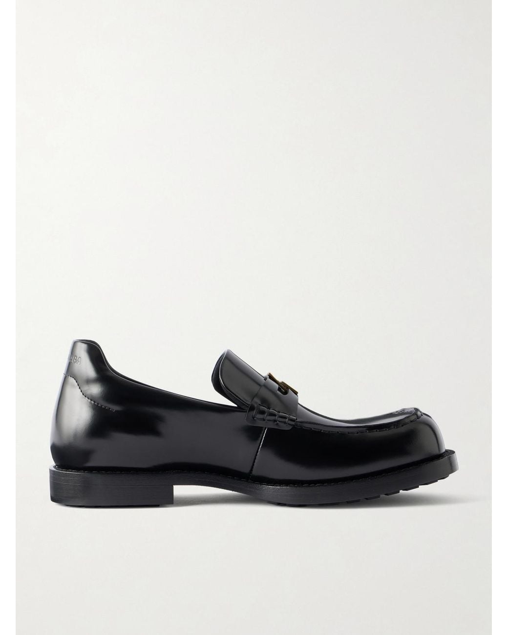 Balenciaga Black Embellished Leather Loafers