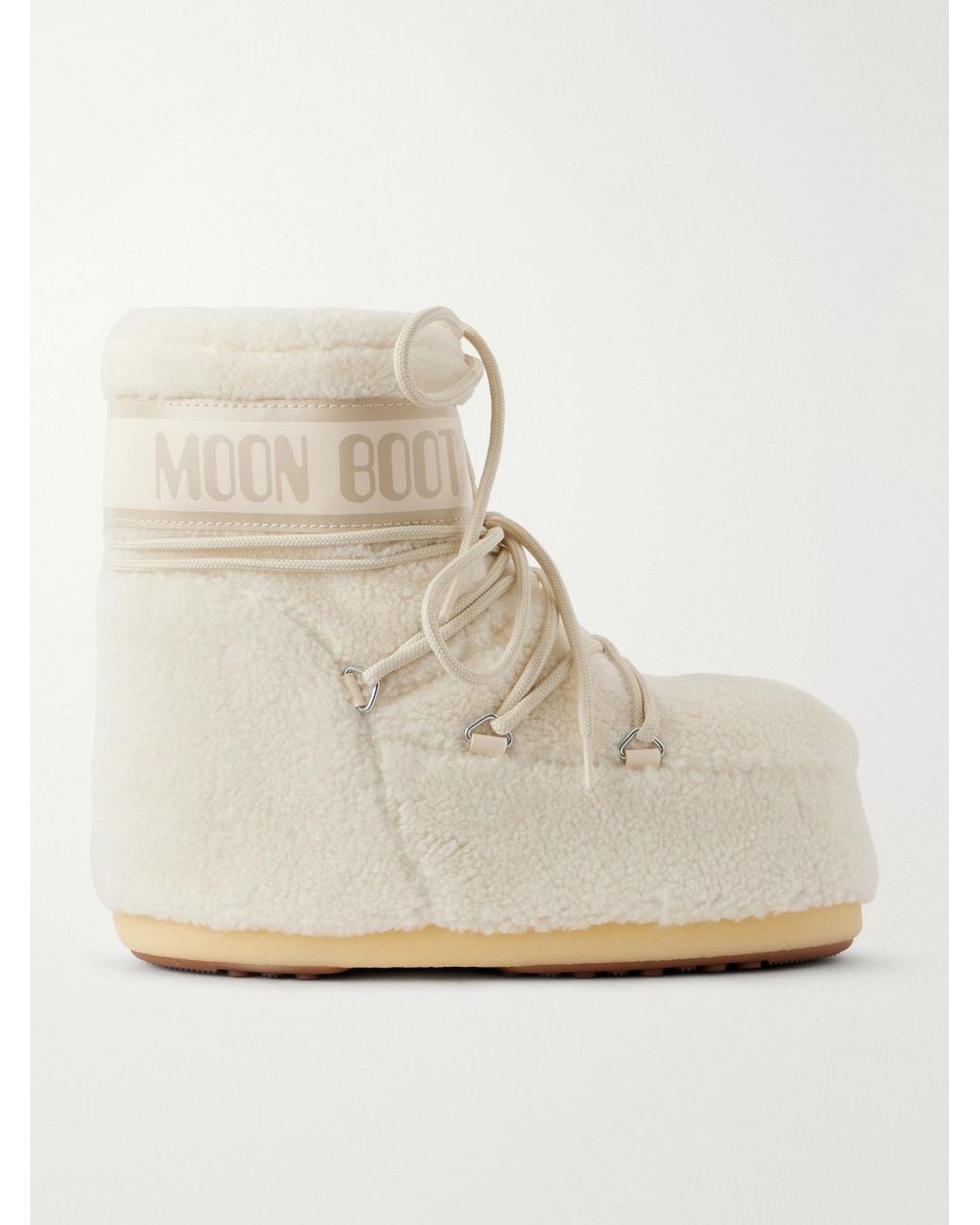 Moon Boot Natural Icon Low Shell-Trimmed Fleece Snow Boots