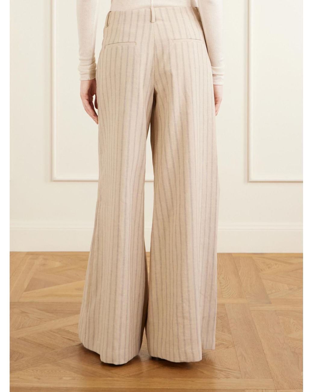 Twp Natural Demie Striped Linen And Cotton-Blend Wide-Leg Pants
