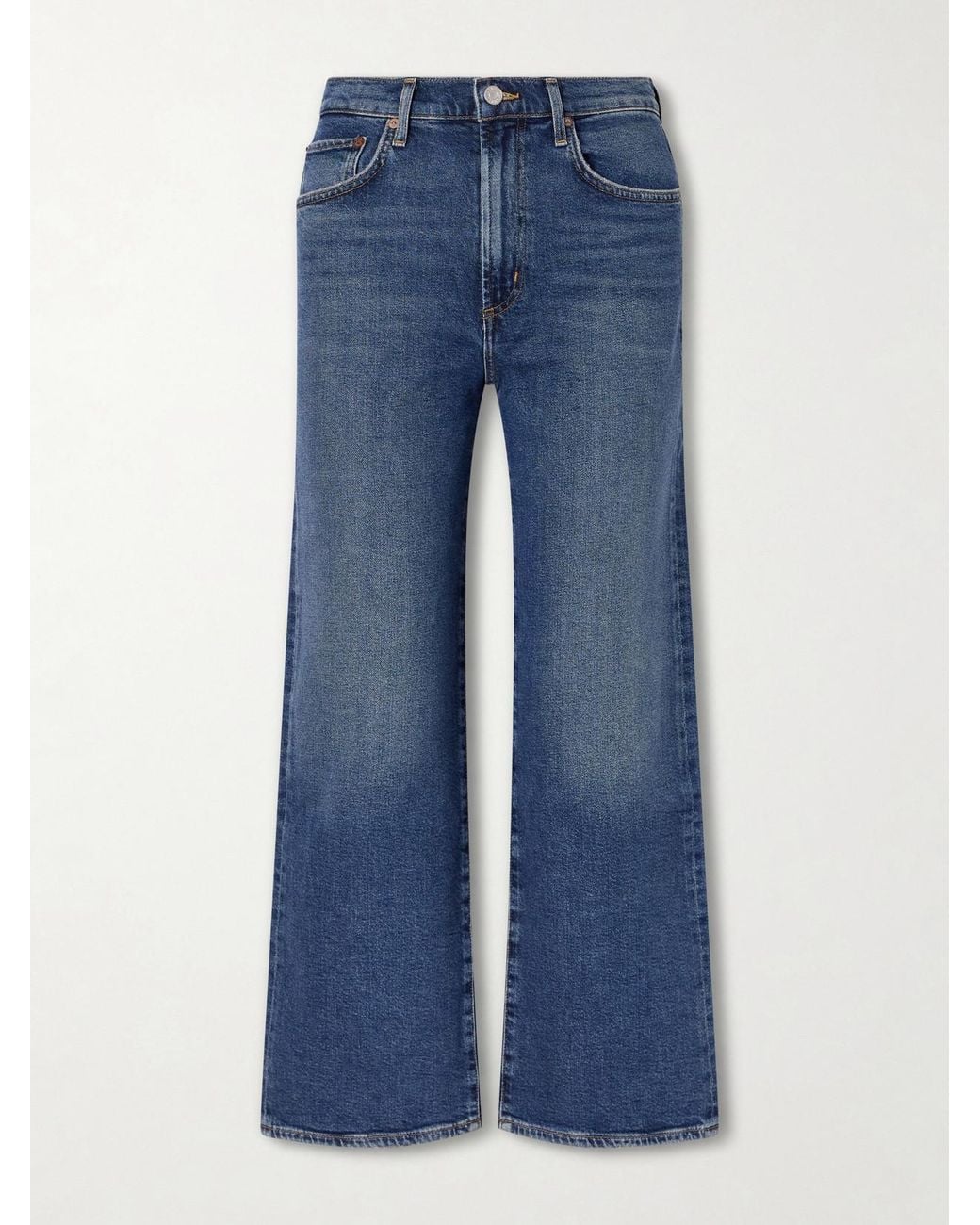 Agolde Blue Harper Crop Recycled Mid-Rise Straight-Leg Jeans