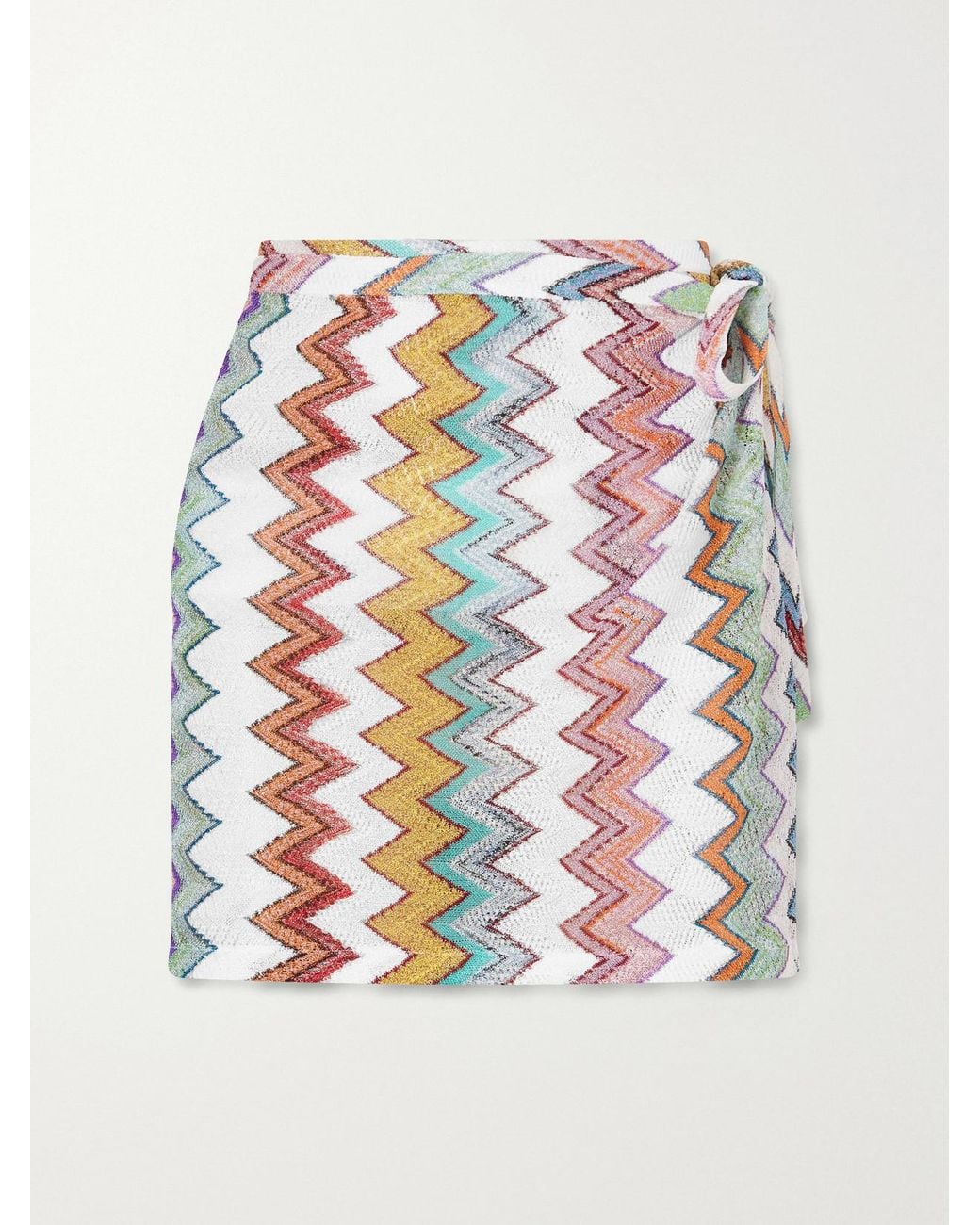 Missoni Multicolor Striped Metallic Crochet-Knit Mini Skirt