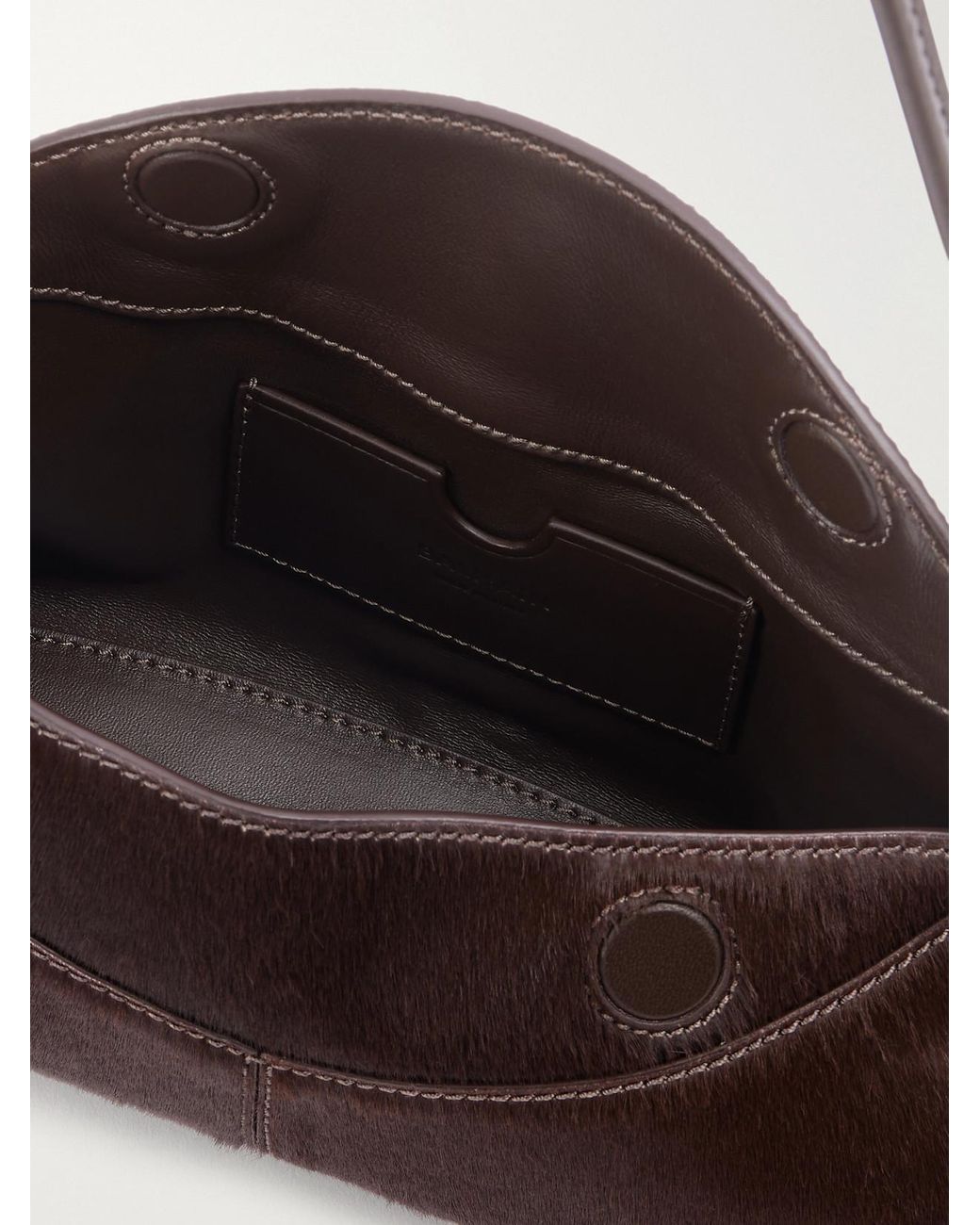 Balmain White Leather-Trimmed Pony-Hair Shoulder Bag