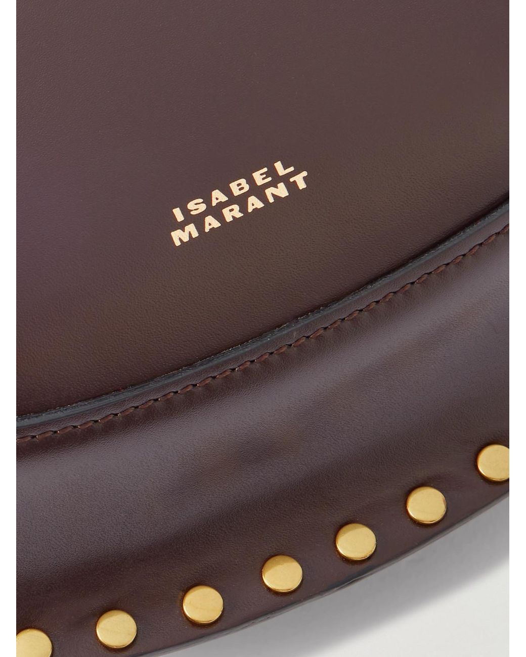 Isabel Marant Purple Oskan Moon Studded Leather Shoulder Bag