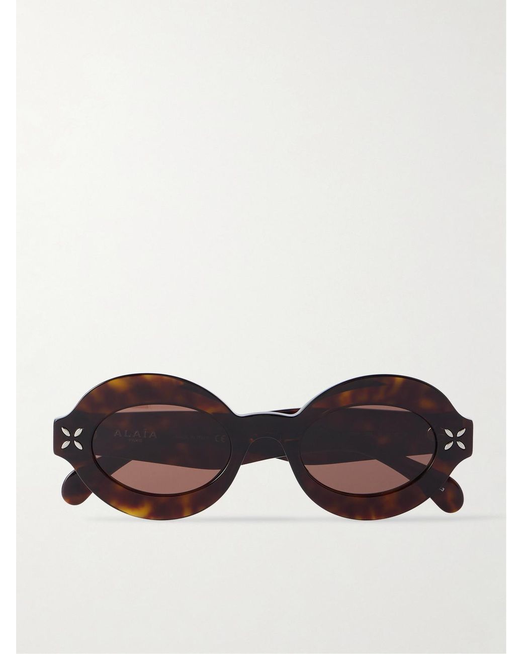 Alaïa Brown Petal Oval-Frame Acetate Sunglasses