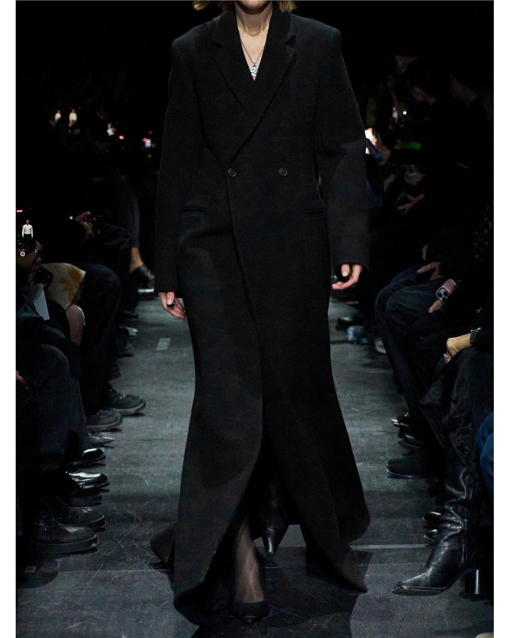 Balenciaga Black Double-Breasted Brushed Wool-Blend Coat