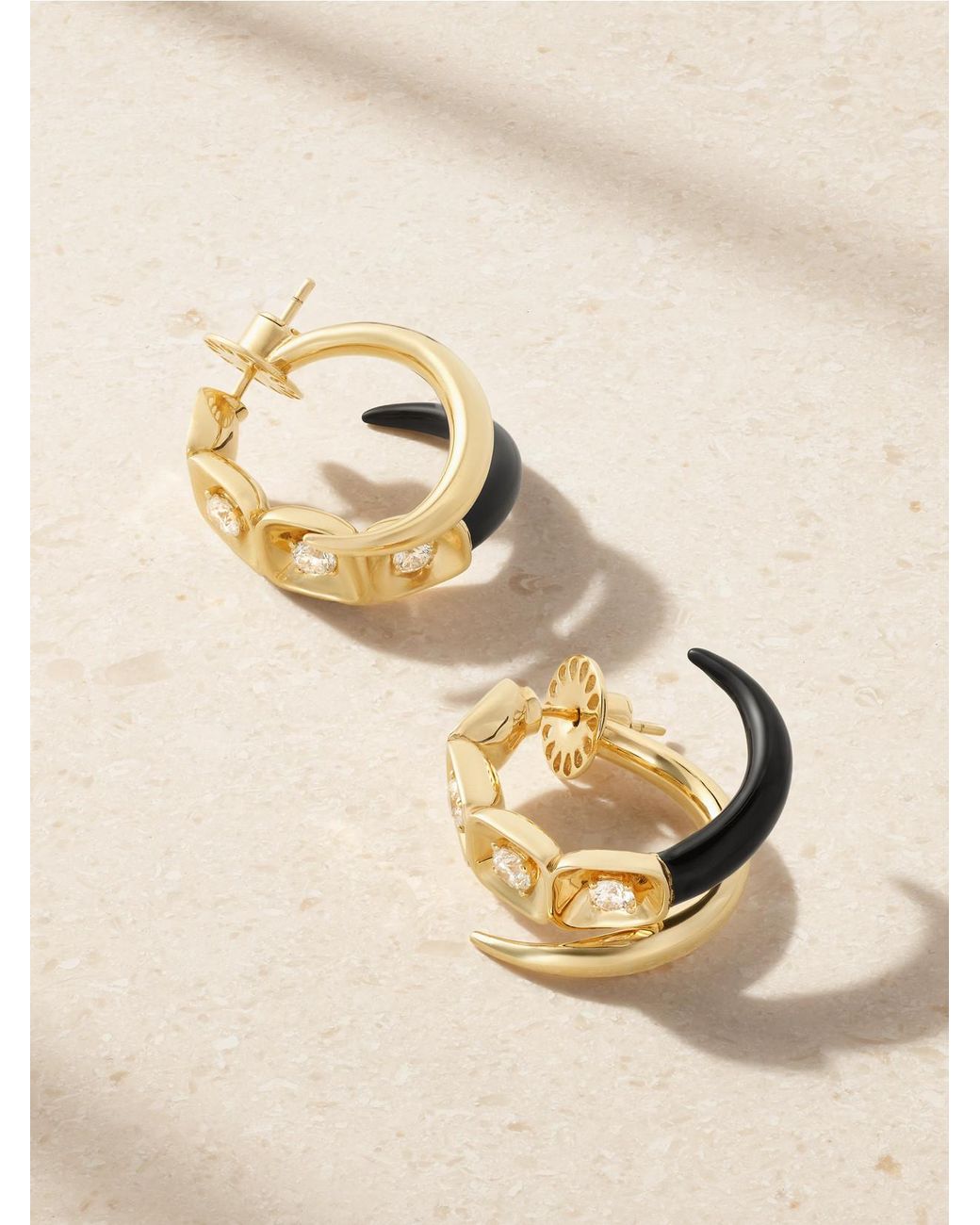 Nikos Koulis Natural Look 18-Karat, Enamel And Diamond Earrings