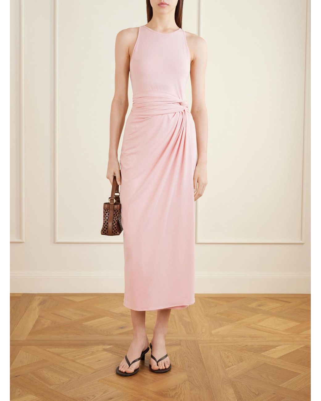Another Tomorrow Pink Stretch-Jersey Midi Dress