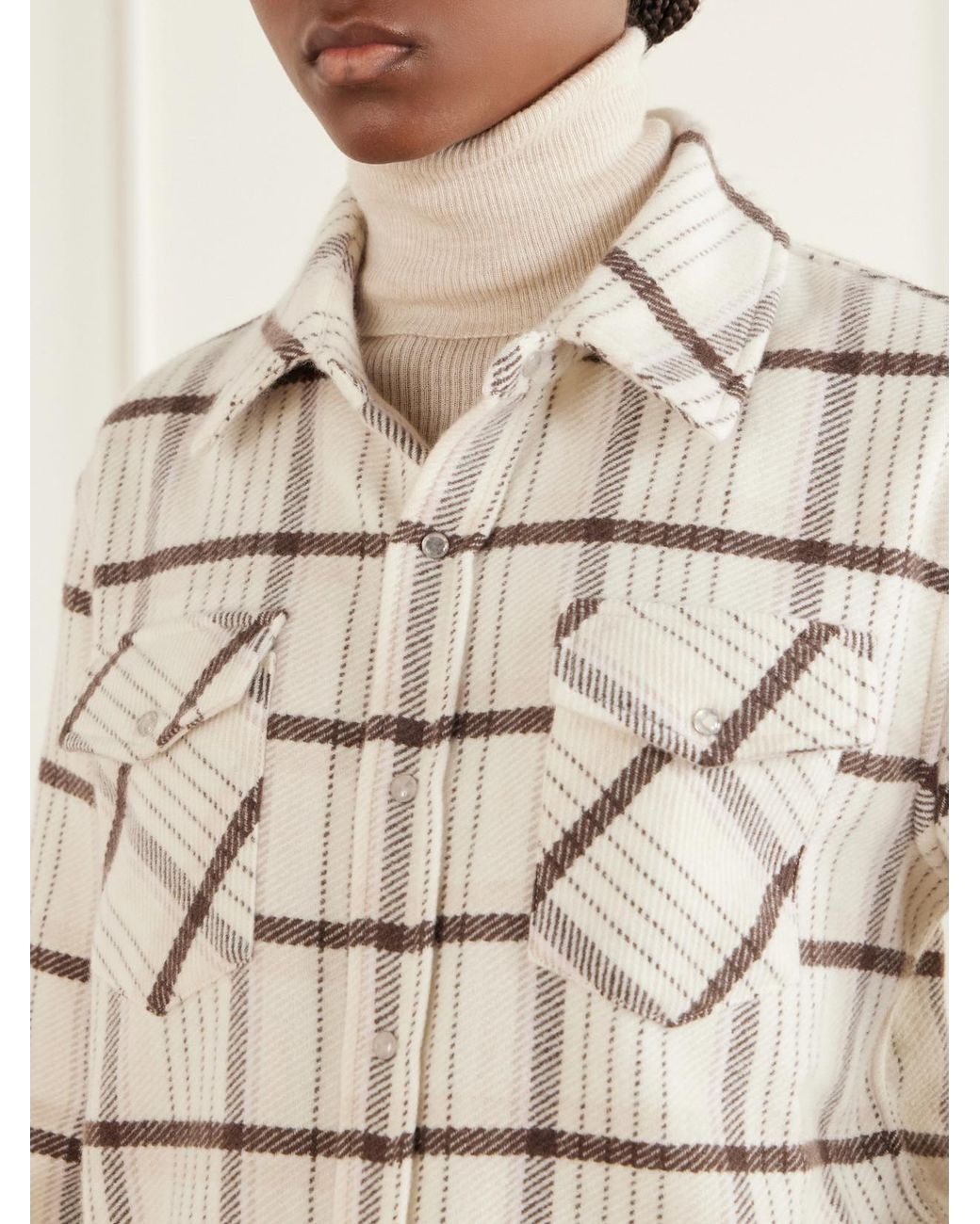 God's True Cashmere Natural Checked Cashmere Shirt