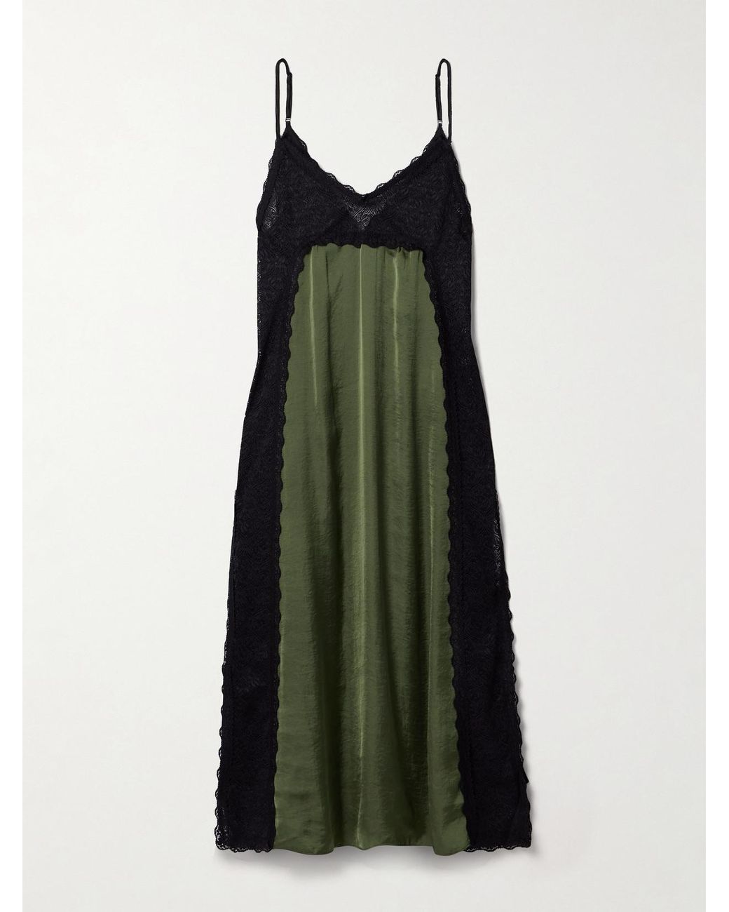 Kika Vargas Somaly Tie-Detailed Guipure Lace And Silk-Satin Midi Dress in  Green | Lyst