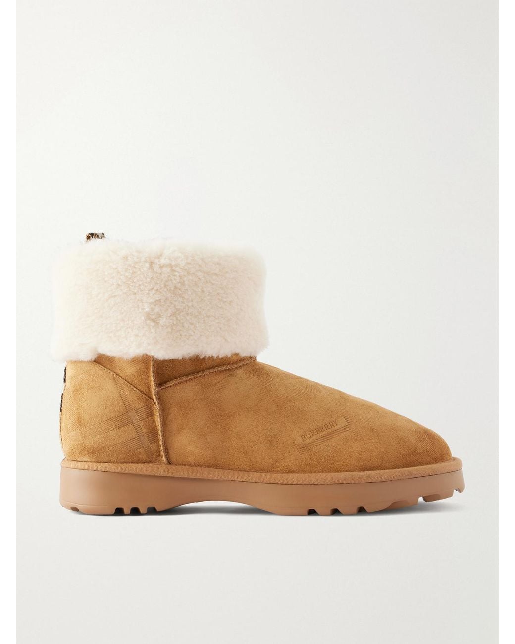 Burberry Natural Shearling-Trimmed Suede Ankle Boots