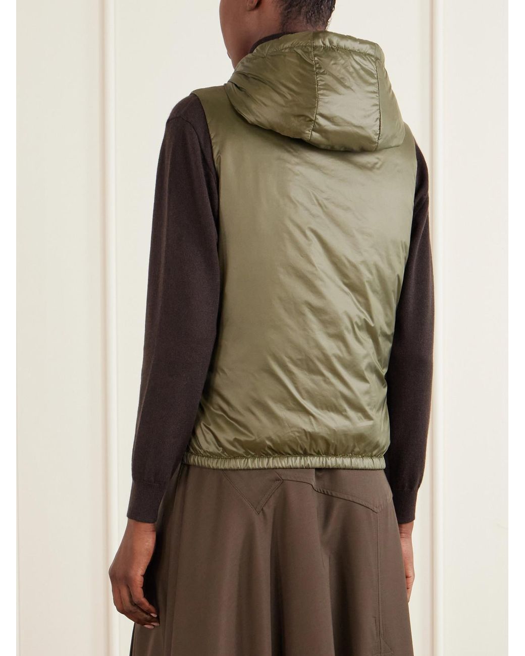 Moncler Green Lansette Hooded Shell Vest