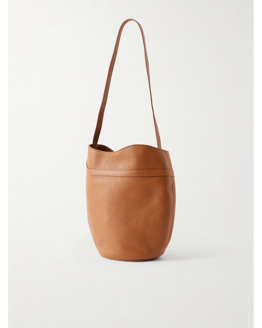 Liffner White Belted Leather Bucket Bag