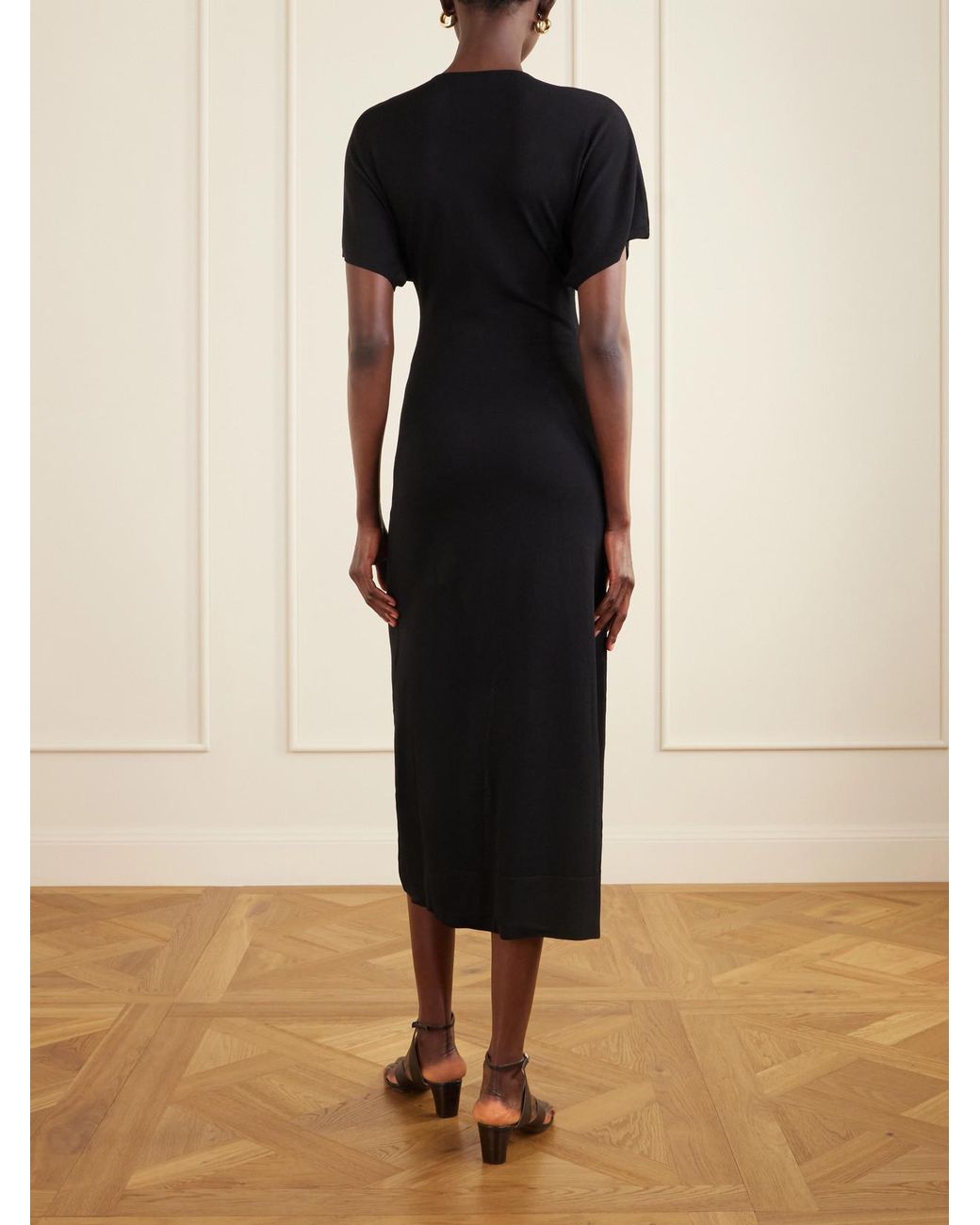 Altuzarra Black Rena Embellished Gathered Jersey Maxi Dress