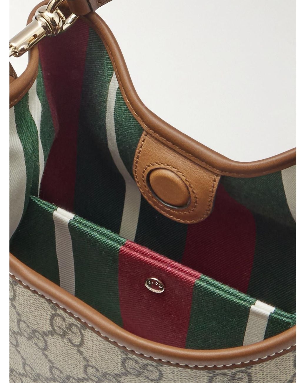 Gucci Natural Gg Emblem Leather-Trimmed Coated Canvas-Jacquard Top-Handle Bag