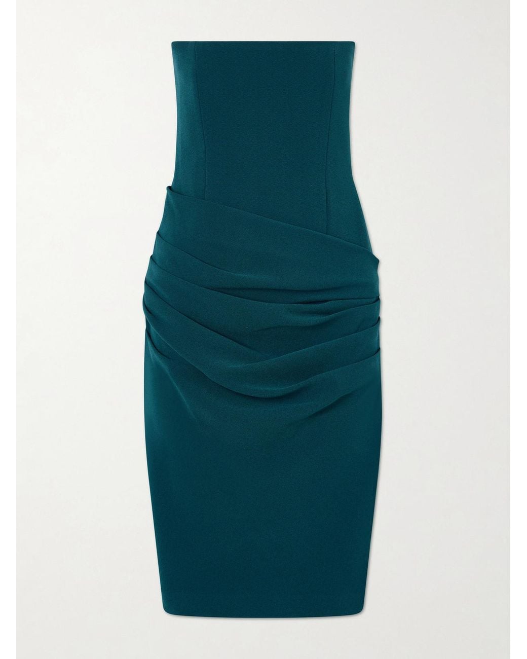 Alex Perry Green Strapless Draped Crepe Midi Dress